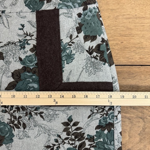 Anthropologie Tabitha Womens Medium Teal Floral Gray Wool Blend Mini Skirt - Picture 9 of 15